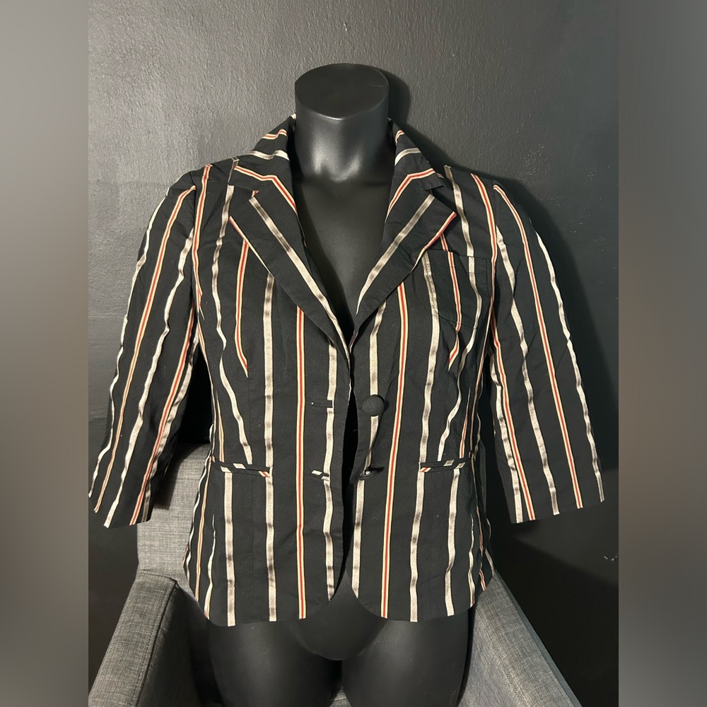 Halogen Striped Black Women's Jacket Medium
